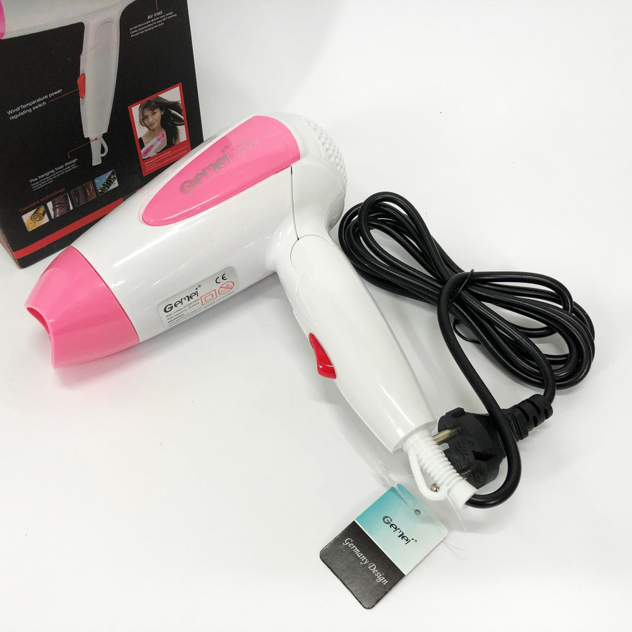 Дорожний фен Gemei GM-1756 1200 Вт — складний, компактний — изображение 4