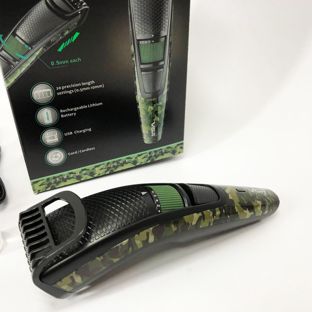 Машинка для стрижки VGR V-053 — акумуляторна USB, телескопічна насадка 0,5–10 мм — изображение 8