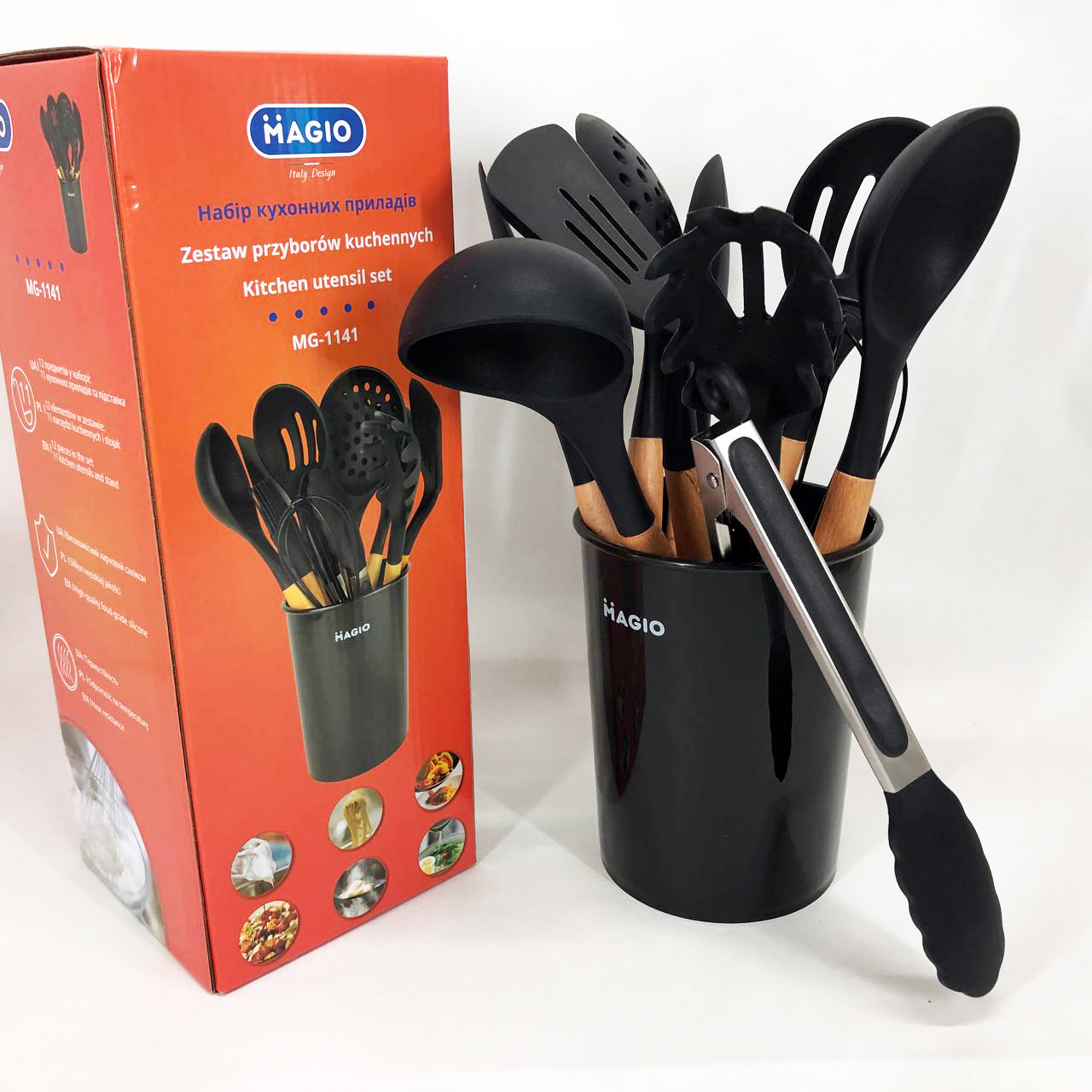 Набір кухонний із 11 силіконових предметів Magio MG-1141, Набір приладдя для кухні із силікону — изображение 14