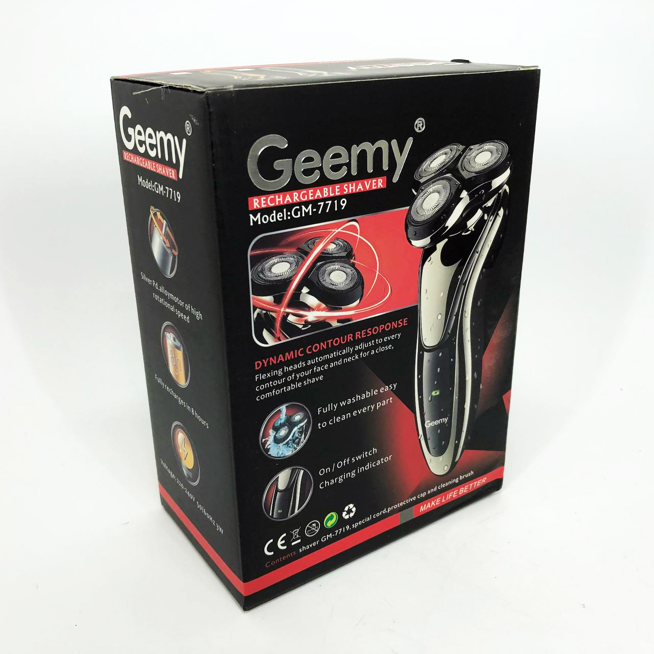 Електробритва Gemei GM-7719 Акумуляторна Електрична Бритва, Машинка для гоління триммер — изображение 16