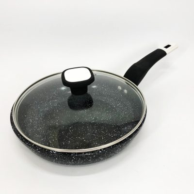 Сковорода UNIQUE UN-5114 22 см із кришкою граніт світлий багатошарове покриття