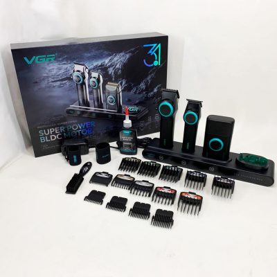 Професійний набір для барберів VGR Stepless Pro 3 в 1 — BLDC мотори та зарядна станція