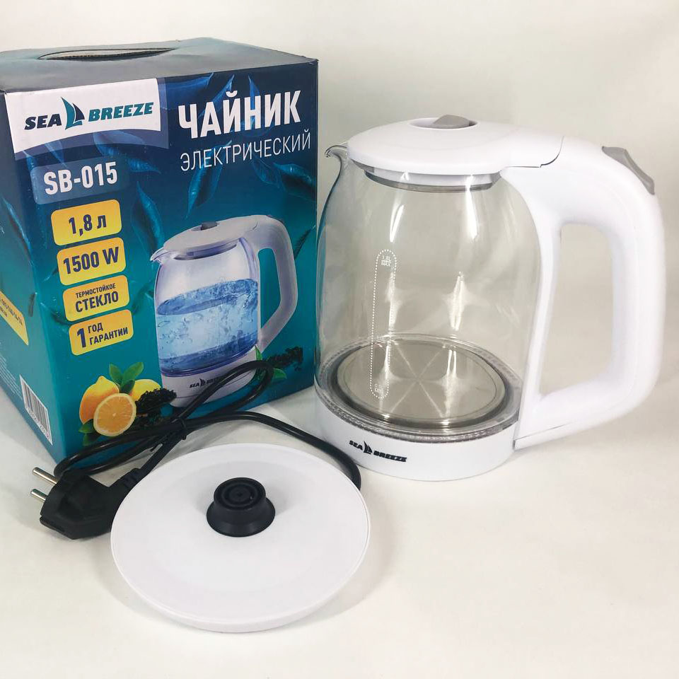 Електрочайник SeaBreeze SB-015 1.8 л чайники з підсвічуванням електронний чайник тихий електричний чайник — изображение 11