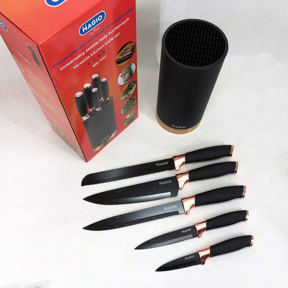 Набір ножів універсальний кухонний Magio MG-1091, набір кухарських ножів, кухонні ножі — изображение 8
