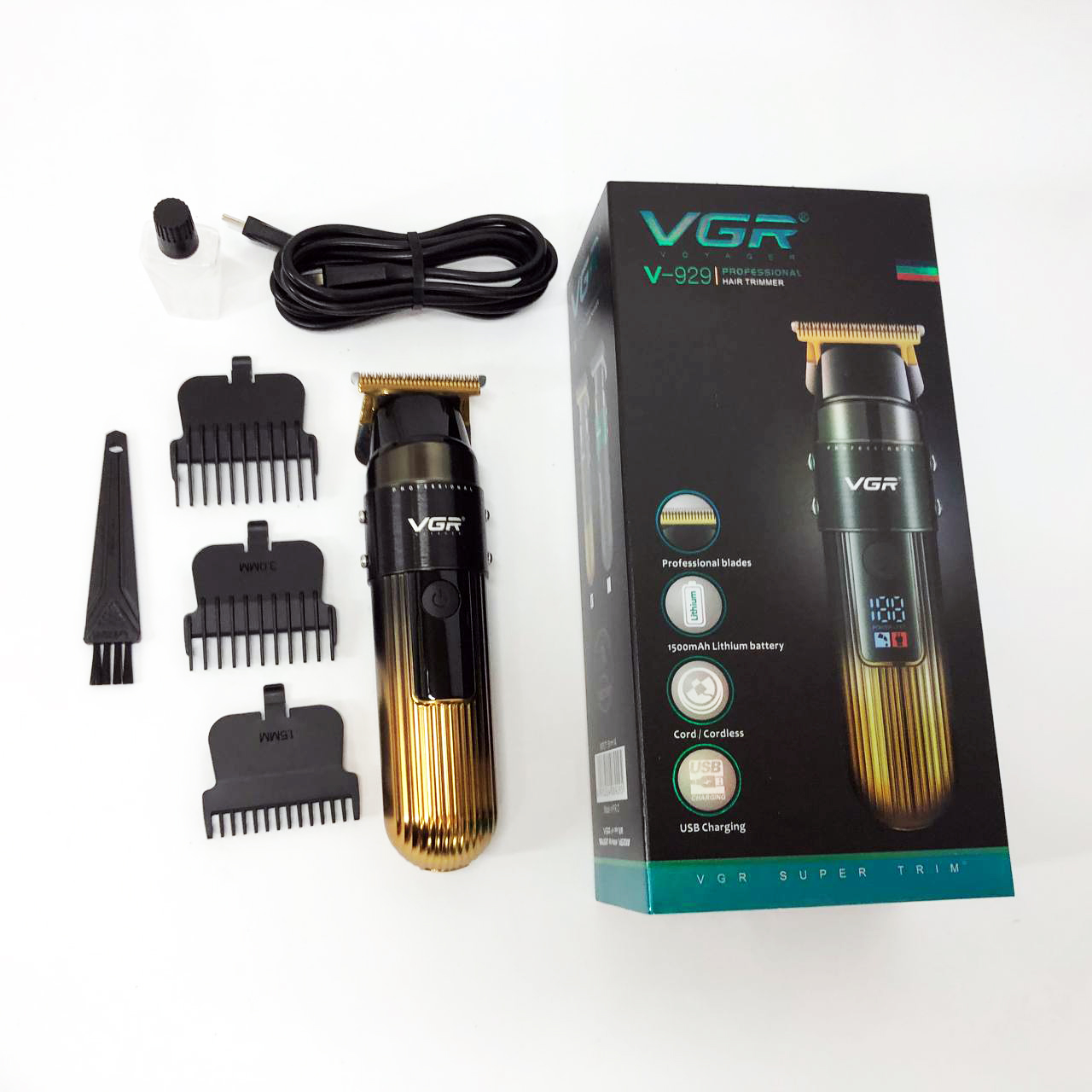 Машинка для стрижки VGR V-929 — акумуляторна, до 200 хв роботи, дисплей — изображение 13