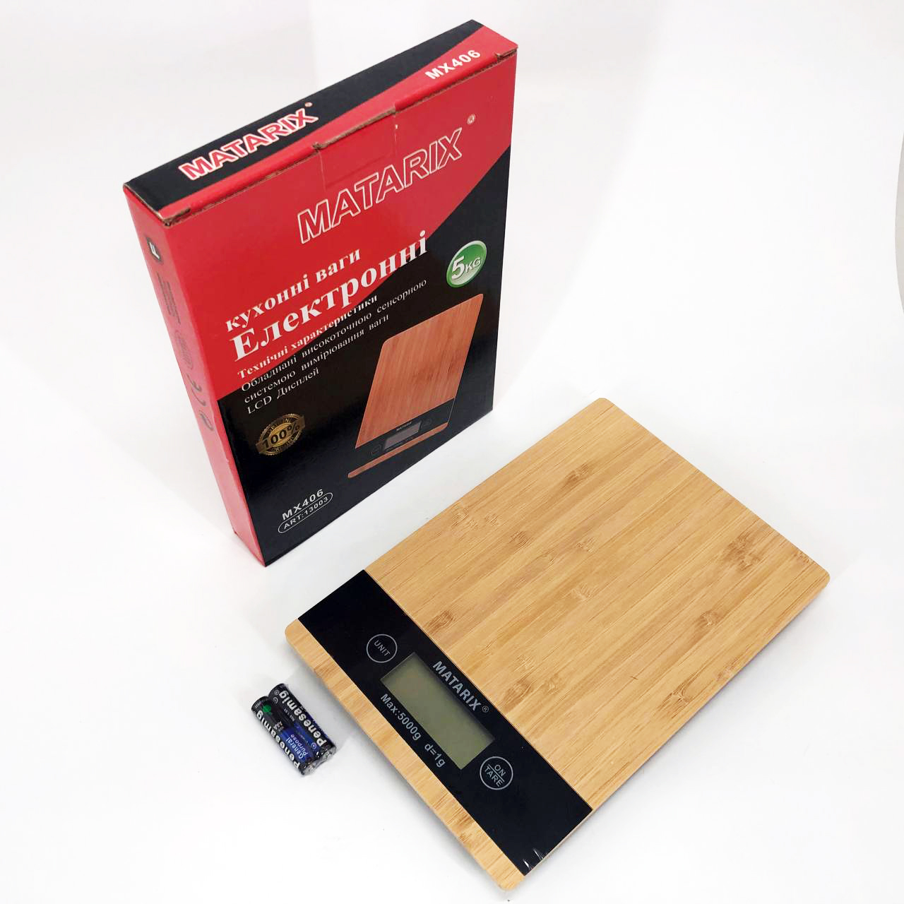 Кухонні ваги MATARIX MX-406 5кг Wood — дерев'яна платформа — изображение 4