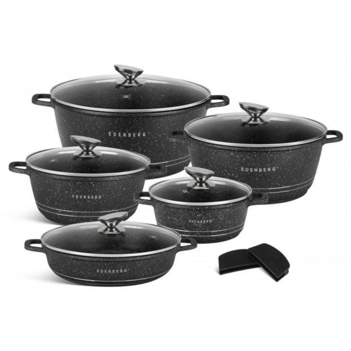 Набір посуду Edenberg EB-12911 з турбоіндукційним дном та мармуровим покриттям 10 предметів