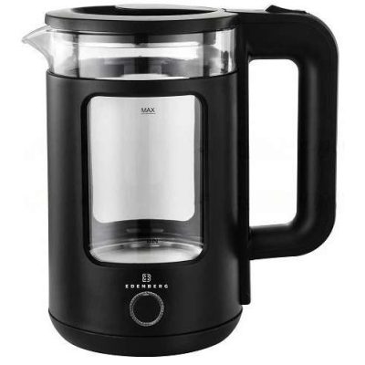 Чайник скляний електричний EB-83558 1500Вт Електрочайник із підсвічуванням Edenberg 2л Black
