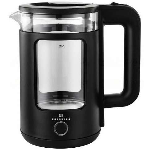 Чайник скляний електричний EB-83558 1500Вт Електрочайник із підсвічуванням Edenberg 2л Black