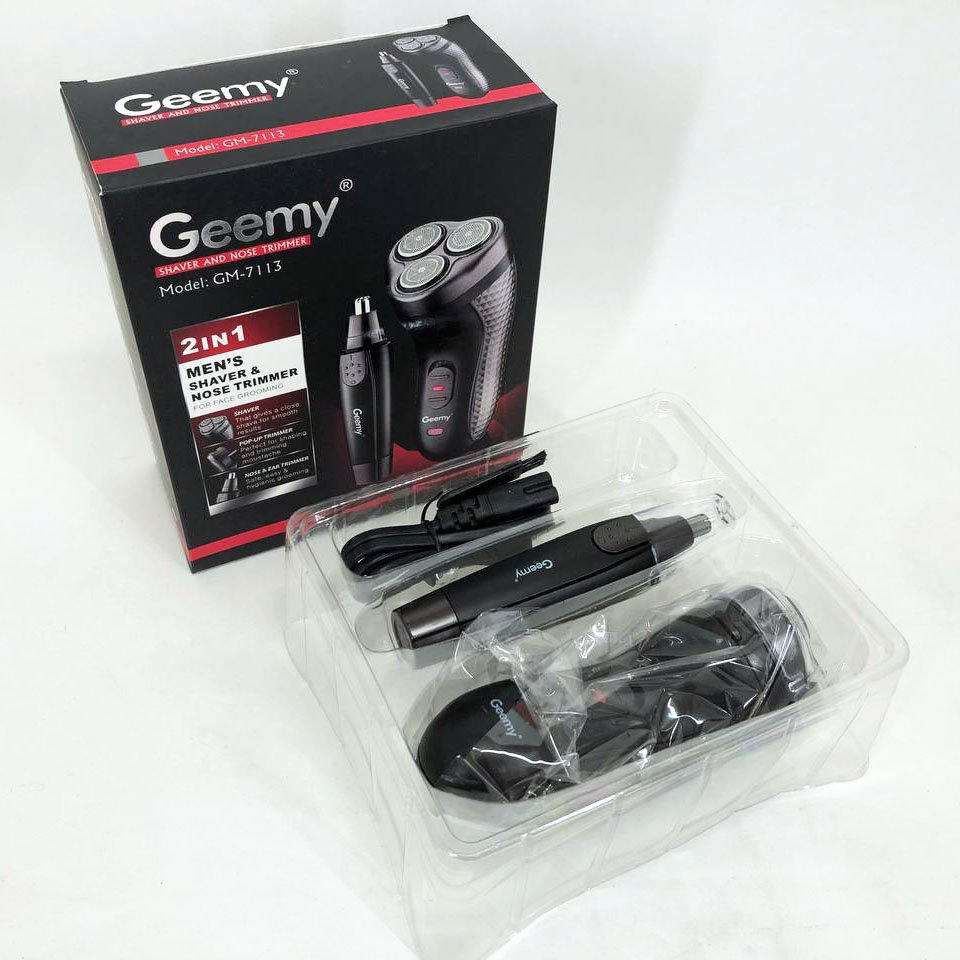 Тример для стрижки бороди триммер для носа, електробритва 3 в 1 GEMEI GM-7113, Тример бездротовий — изображение 4