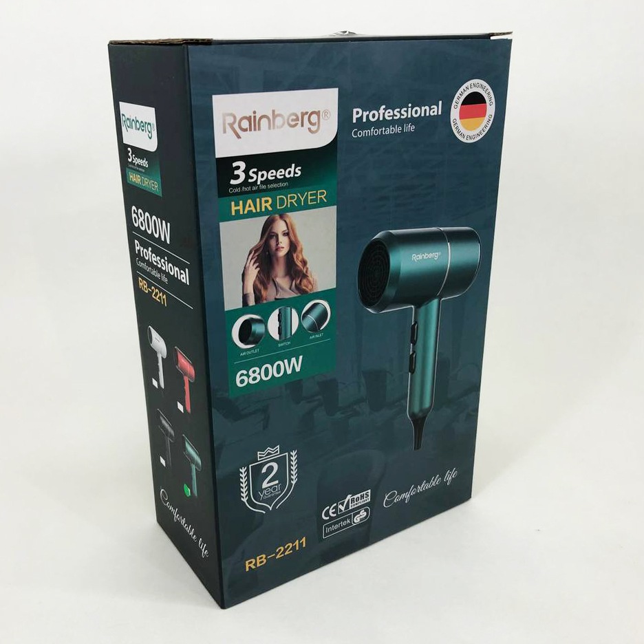 Фен Rainberg RB-2211 — потужний фен для сушки й укладки з насадкою-концентратором — изображение 4