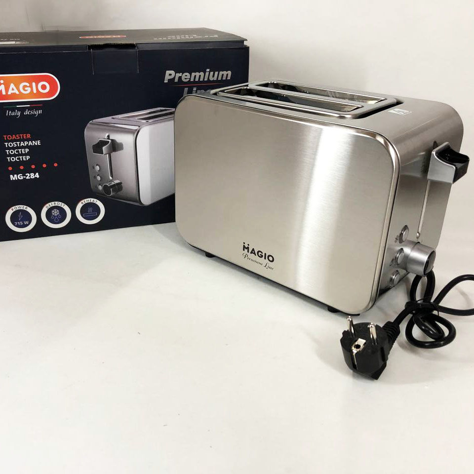 Тостер Magio MG-284 715 Вт, тостер для 2 грінок, електричний горизонтальний тостер, універсальний тостер — изображение 16
