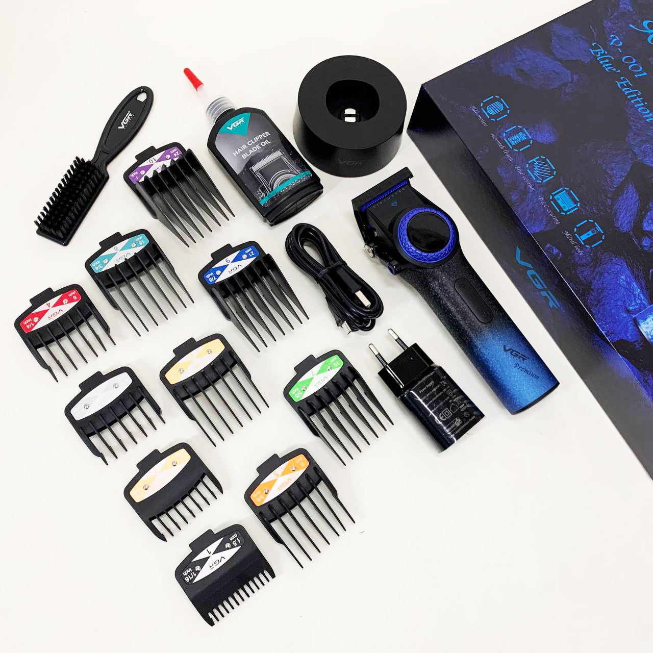 Машинка для стрижки VGR V-001 — до 9000 об/хв, LED-дисплей, 10 насадок — изображение 13