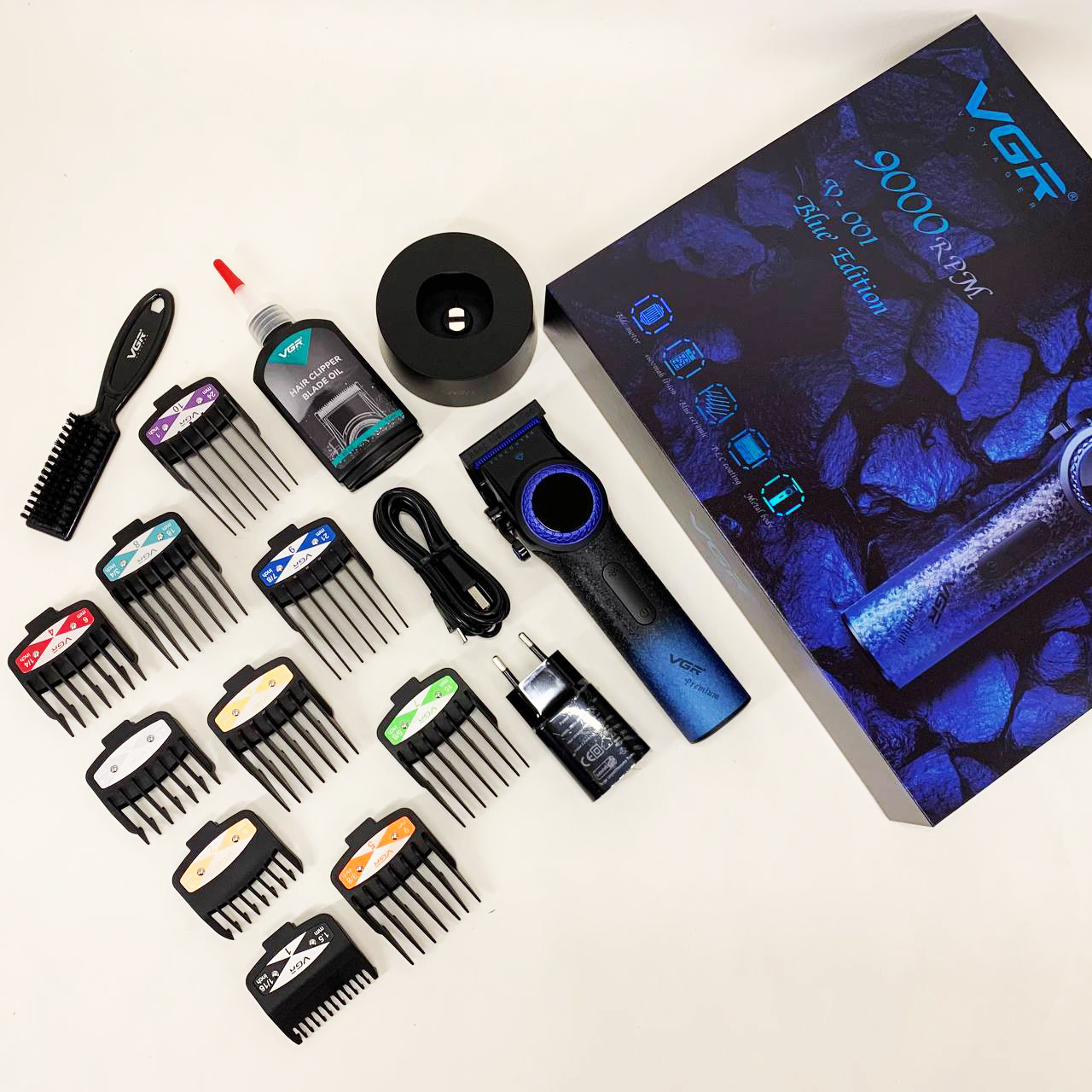 Машинка для стрижки VGR V-001 — до 9000 об/хв, LED-дисплей, 10 насадок — изображение 12