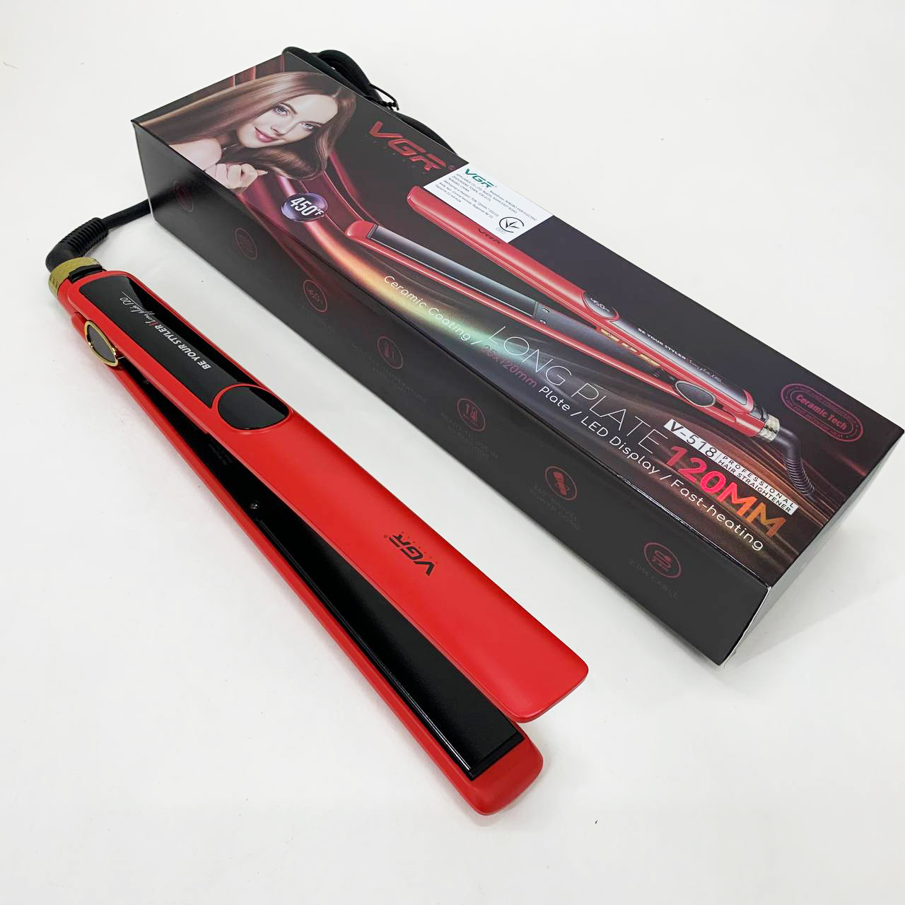 Випрямляч VGR V-518 RED — керамічні пластини, нагрів до 230°C — изображение 4