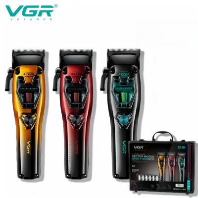 Акумуляторна машинка для стрижки VGR V-668 — до 250 хв роботи, 3 змінні панелі