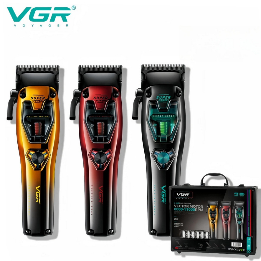 Акумуляторна машинка для стрижки VGR V-668 — до 250 хв роботи, 3 змінні панелі