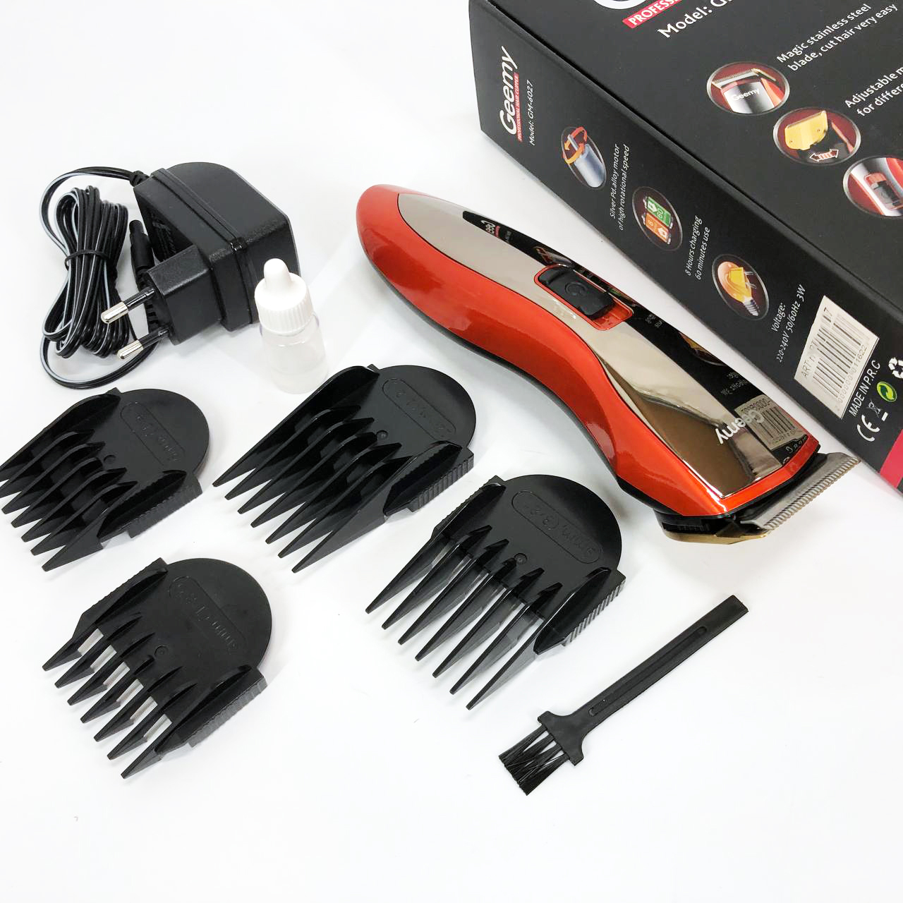 Машинка для стрижки Gemei GM-6027 — бездротова 60 хв, 4 насадки — изображение 11