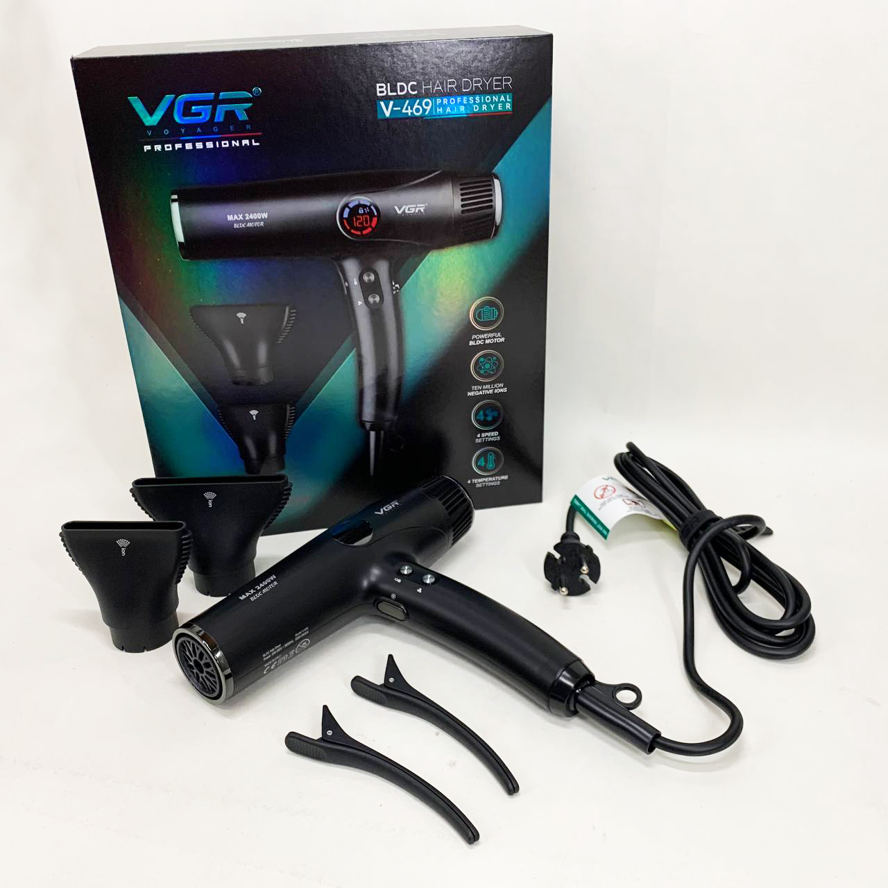 Фен VGR V-469 2400Вт — BLDC 110000 об/хв, 4 режими — изображение 3