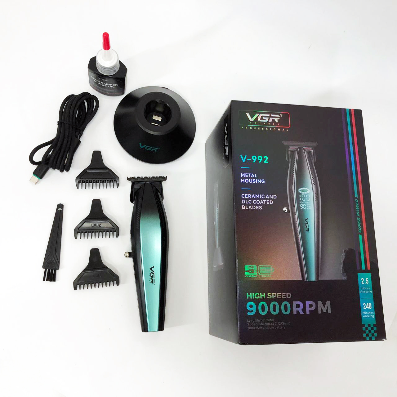 Машинка для стрижки VGR V-992 — 9000 об/хв, до 240 хв роботи — изображение 19