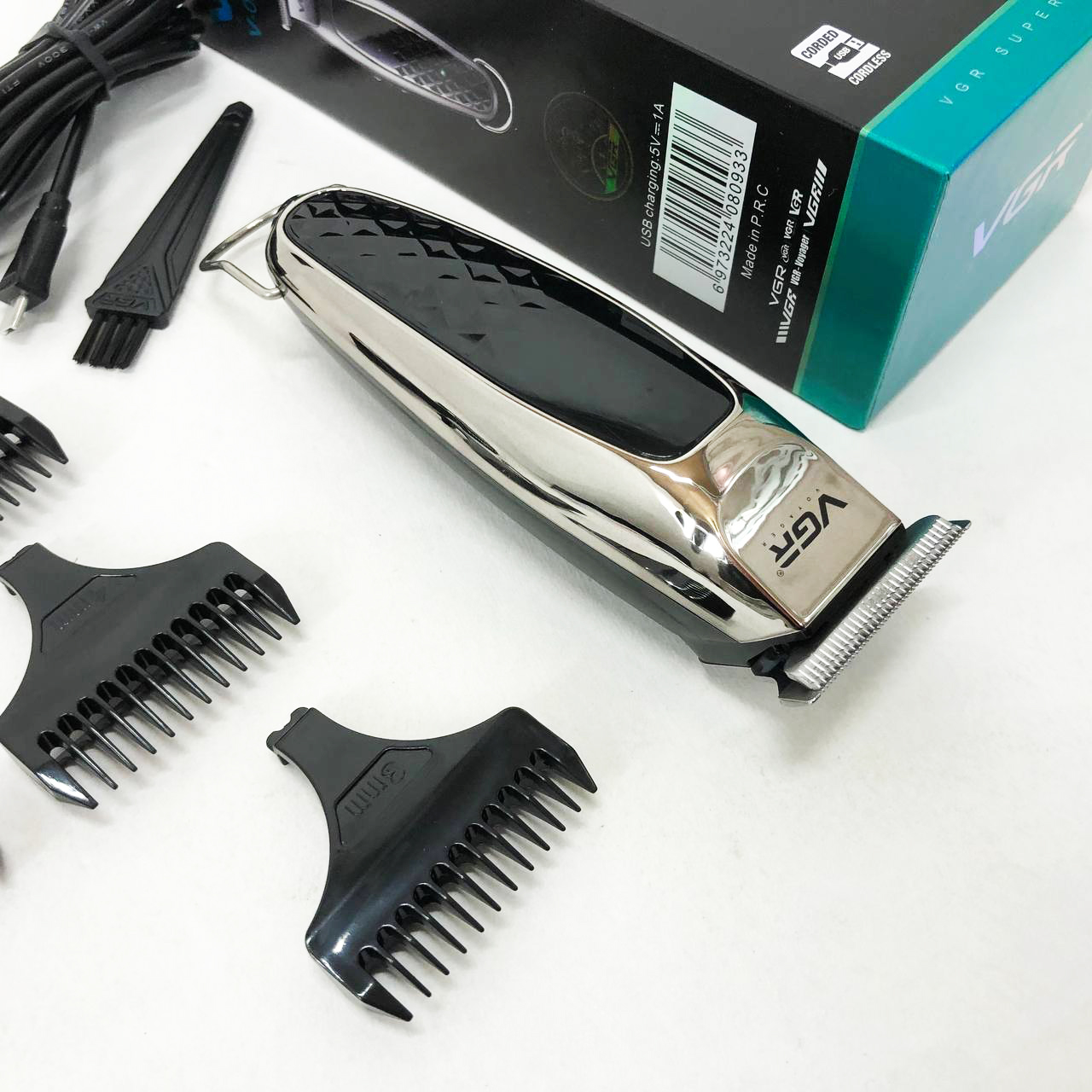 Машинка для стрижки VGR V-093 — акумуляторна, LED-дисплей, 5 насадок — изображение 13