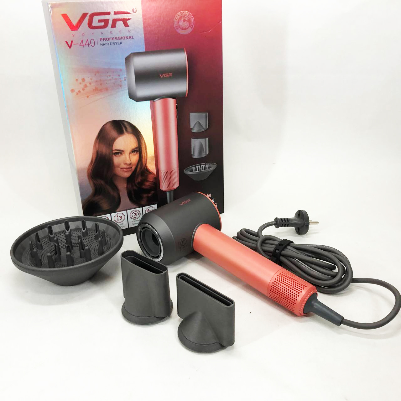 Професійний фен VGR V-440 — BLDC 1400 Вт, іонізація — изображение 6