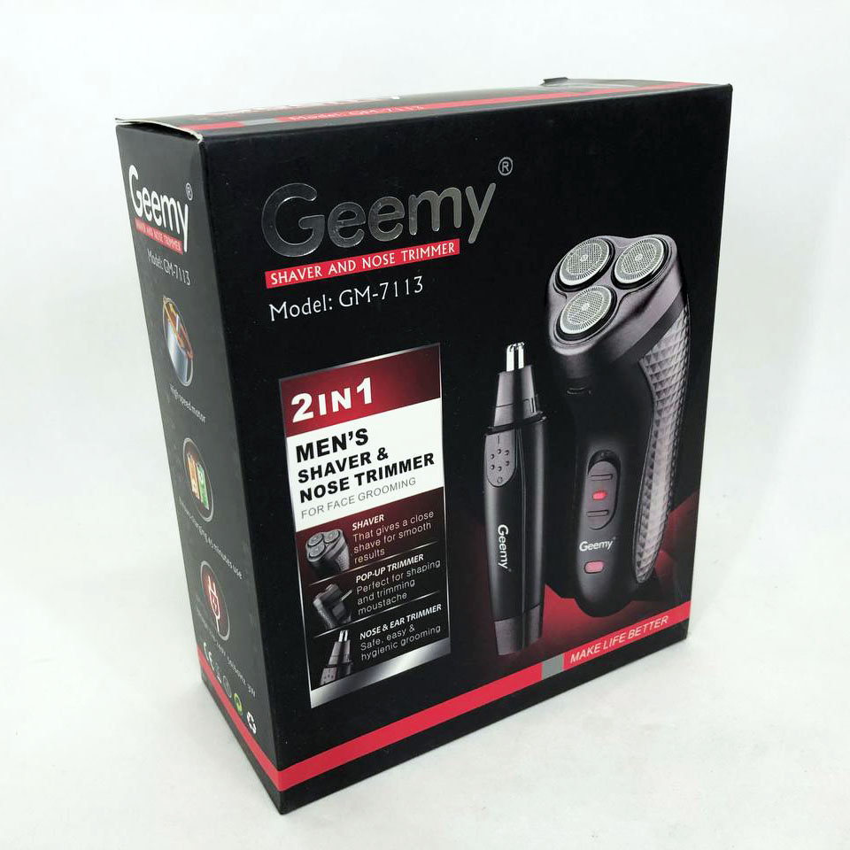 Тример для стрижки бороди триммер для носа, електробритва 3 в 1 GEMEI GM-7113, Тример бездротовий — изображение 16
