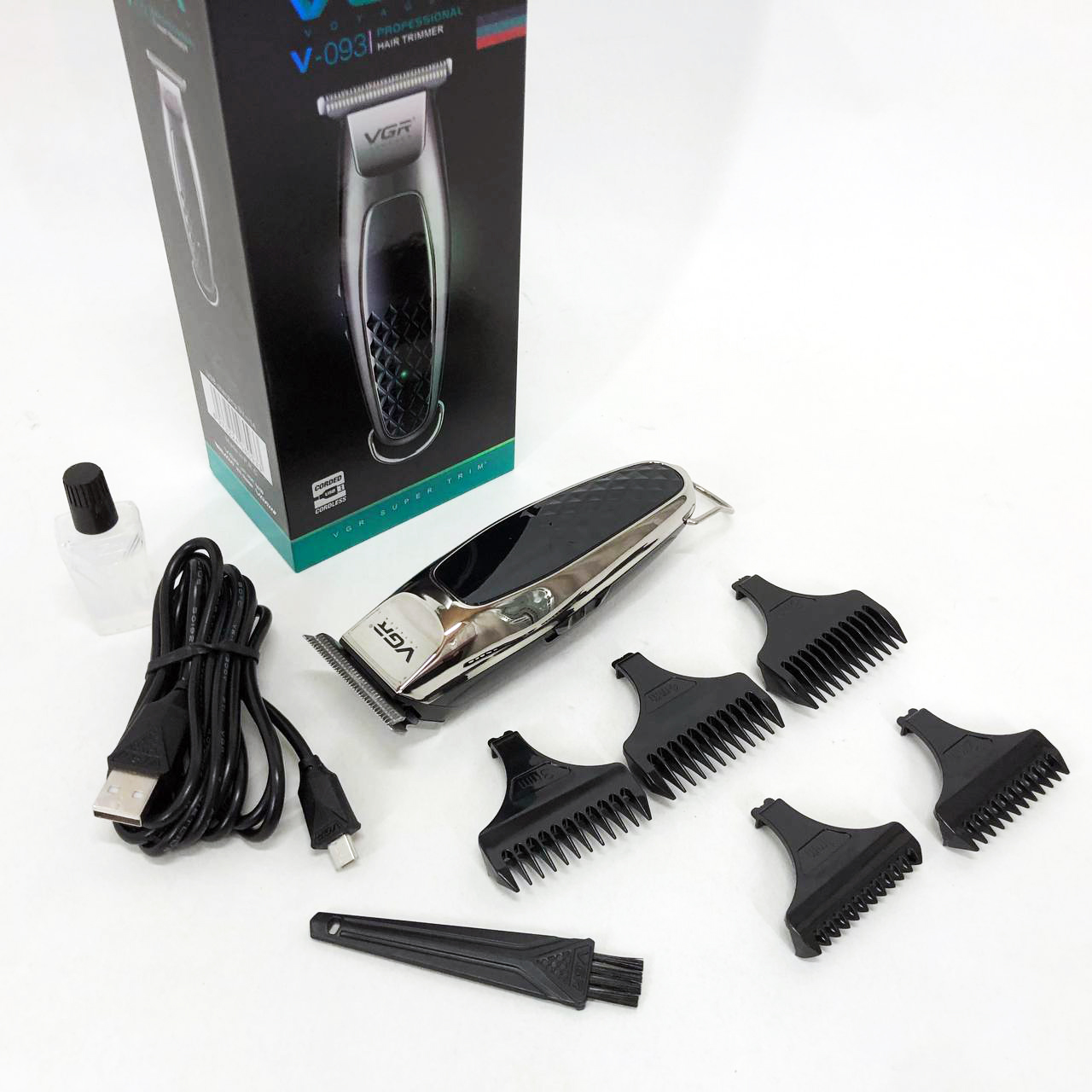 Машинка для стрижки VGR V-093 — акумуляторна, LED-дисплей, 5 насадок — изображение 3