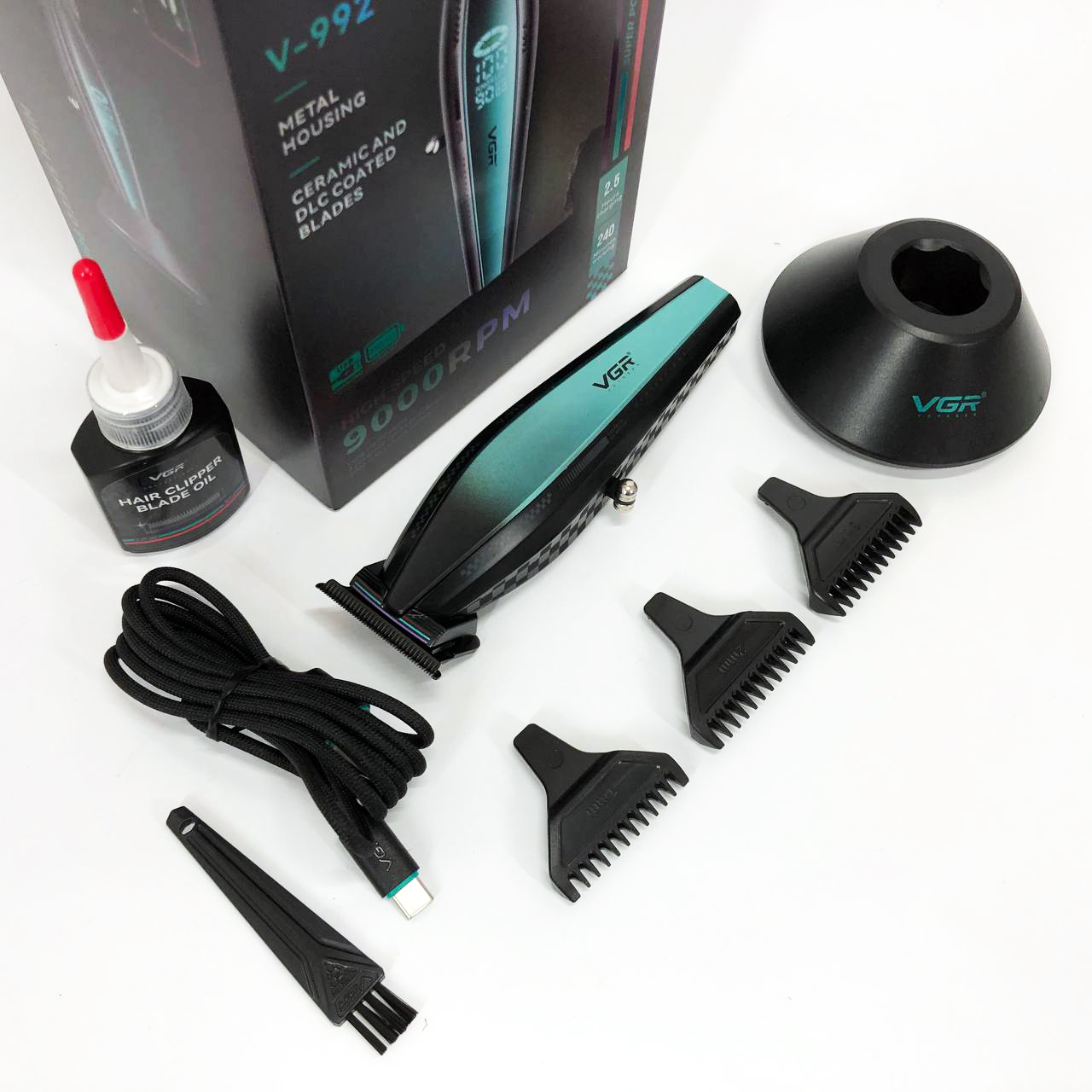 Машинка для стрижки VGR V-992 — 9000 об/хв, до 240 хв роботи — изображение 9