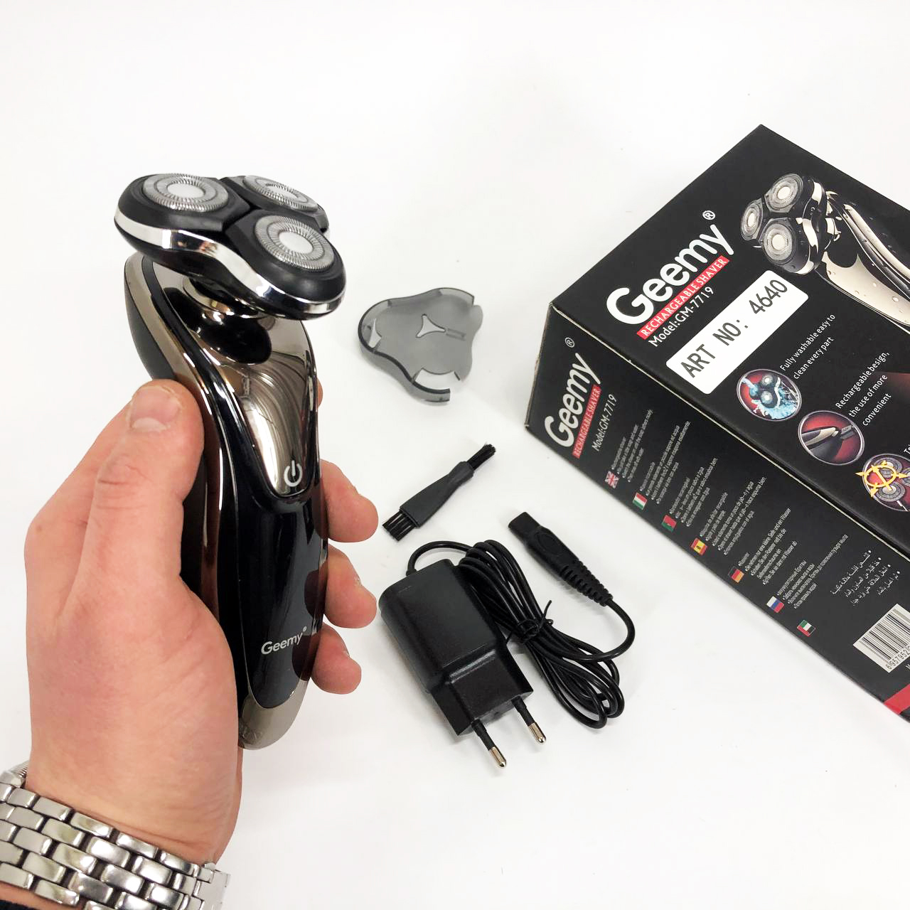 Електробритва Gemei GM-7719 Акумуляторна Електрична Бритва, Машинка для гоління триммер — изображение 10