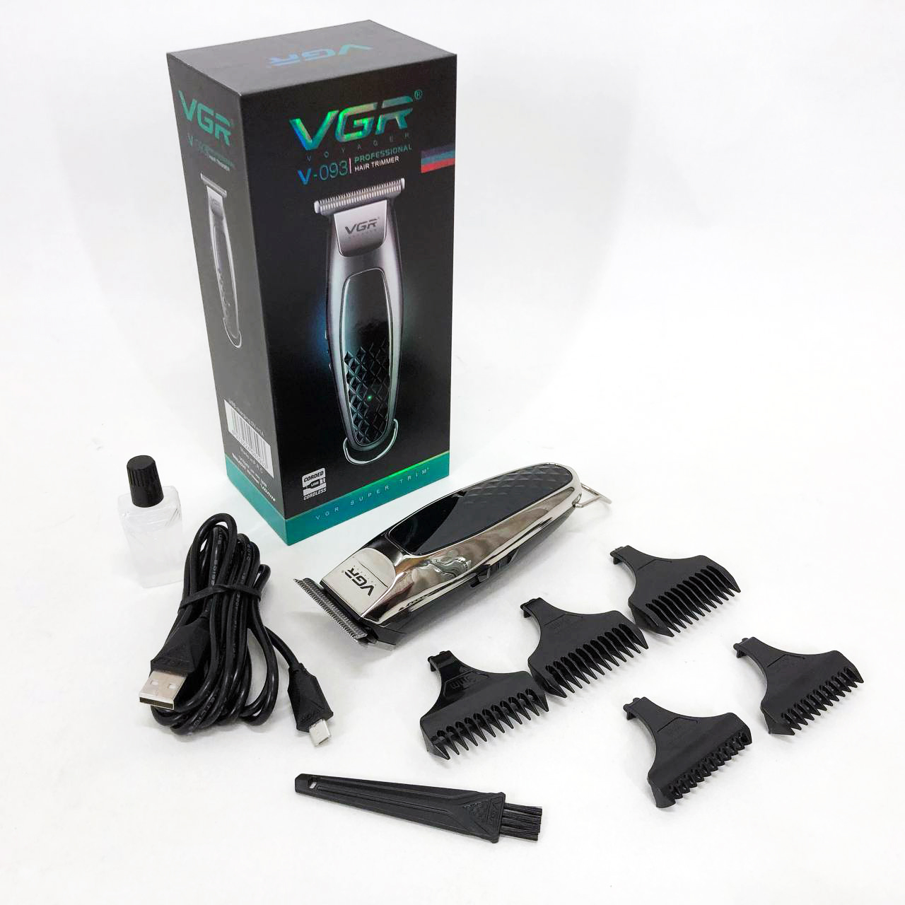 Машинка для стрижки VGR V-093 — акумуляторна, LED-дисплей, 5 насадок — изображение 4