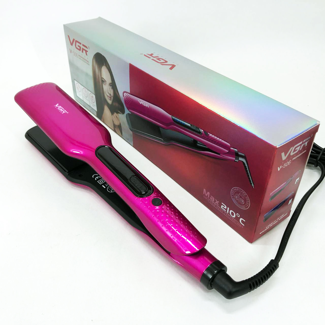 Випрямляч волосся VGR V-506 — широкі керамічні пластини, LED 130–210°C — изображение 7