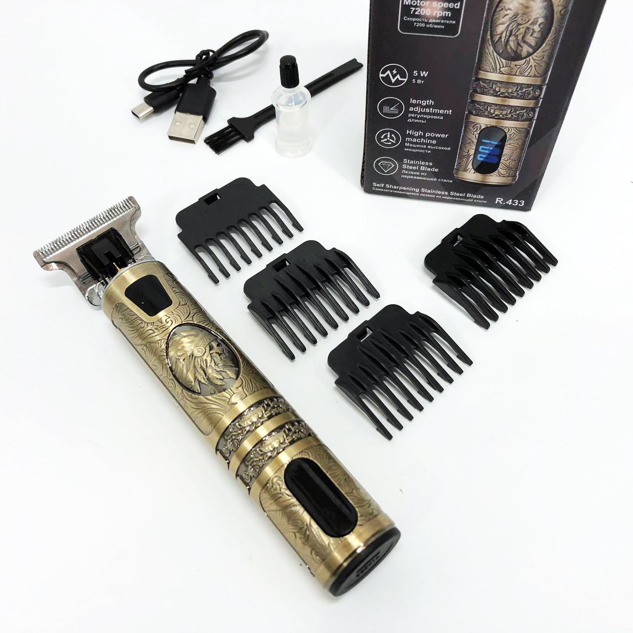 Машинка для стрижки RAF R-433 — компактний тример з USB-зарядкою — изображение 3