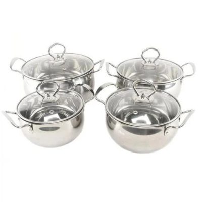 Набір посуду каструль із нержавіючої сталі Edenberg EB-3704 8 предметів з індукційним дном