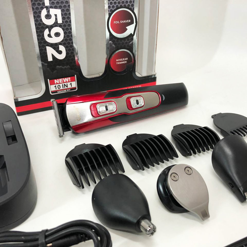 Машинка для стрижки GEMEI GM-592 10в1 — окантовочна, акумуляторна — изображение 9