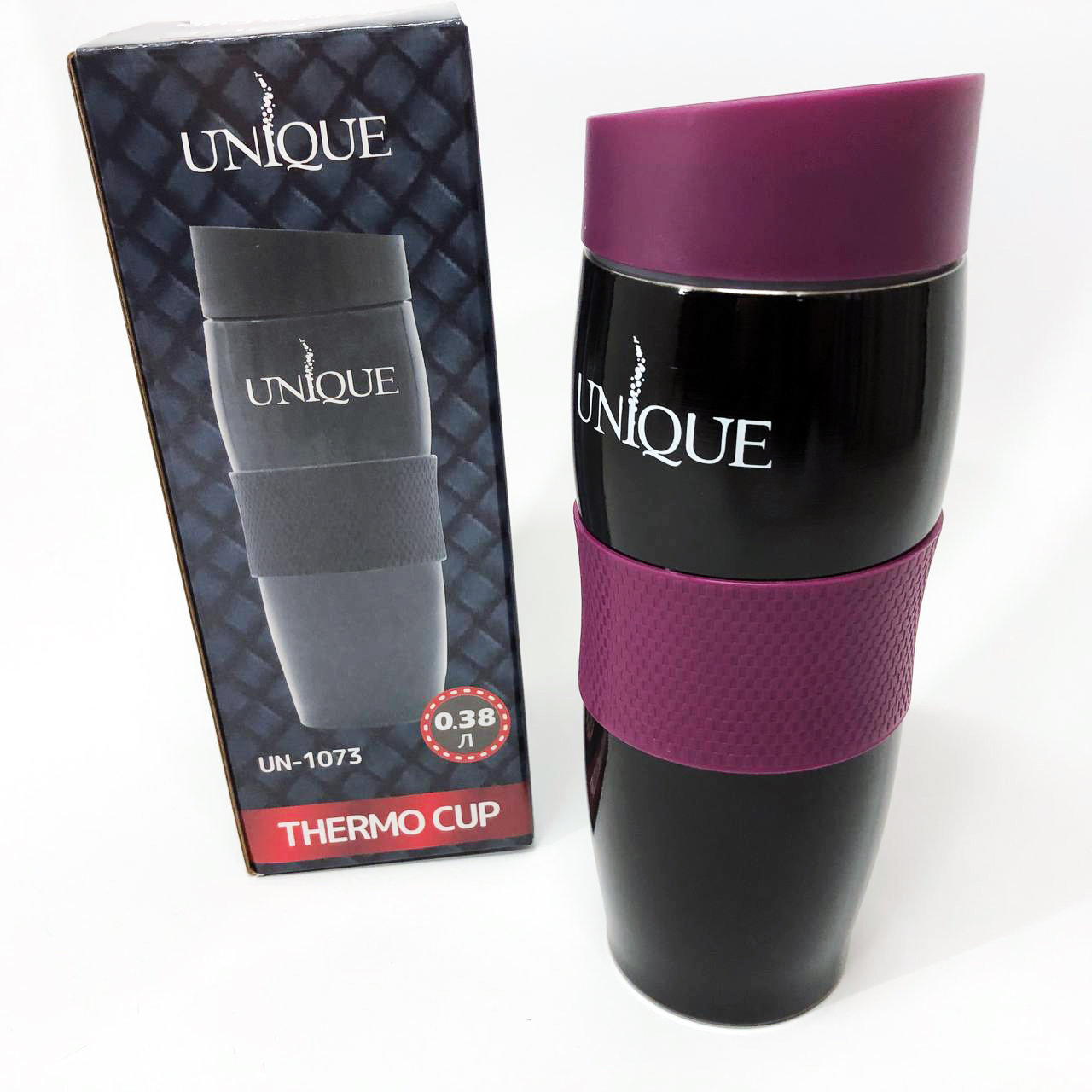 Термокухоль UNIQUE UN-1073 0.38 л, Мандрівний термос, Фляга для пікніка. Колір: фіолетовий — изображение 4
