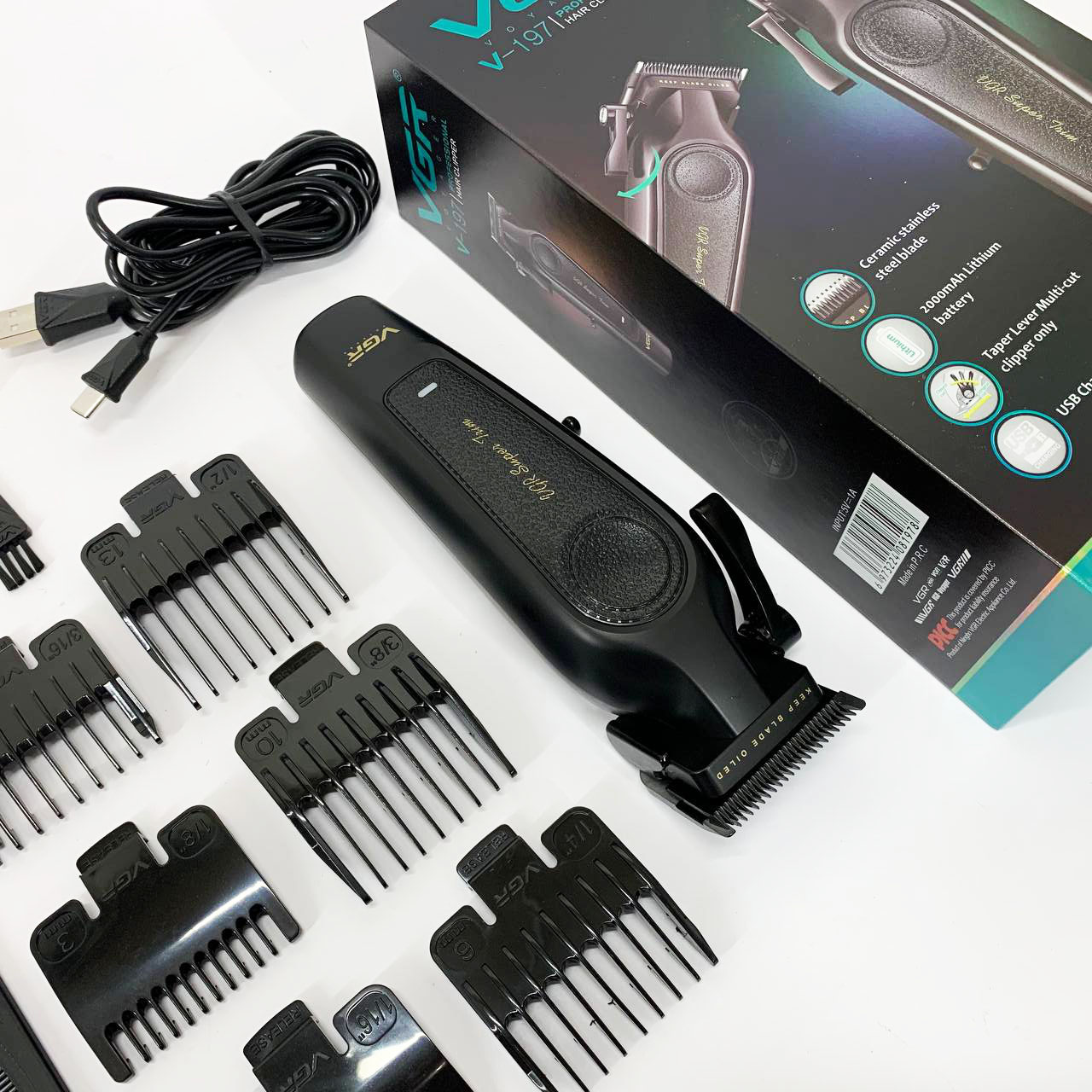 Акумуляторна машинка для стрижки VGR V-197 — до 200 хв автономної роботи, 7 Вт — изображение 10