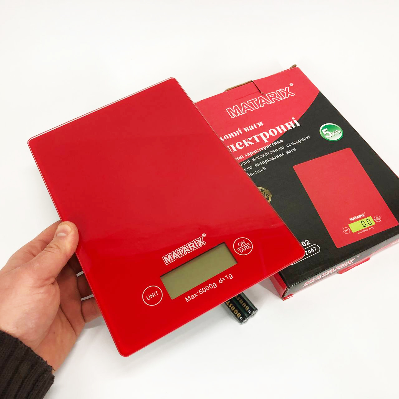 Кухонні ваги MATARIX MX-402 — 5 кг, ЖК‑дисплей, скляна платформа — изображение 2