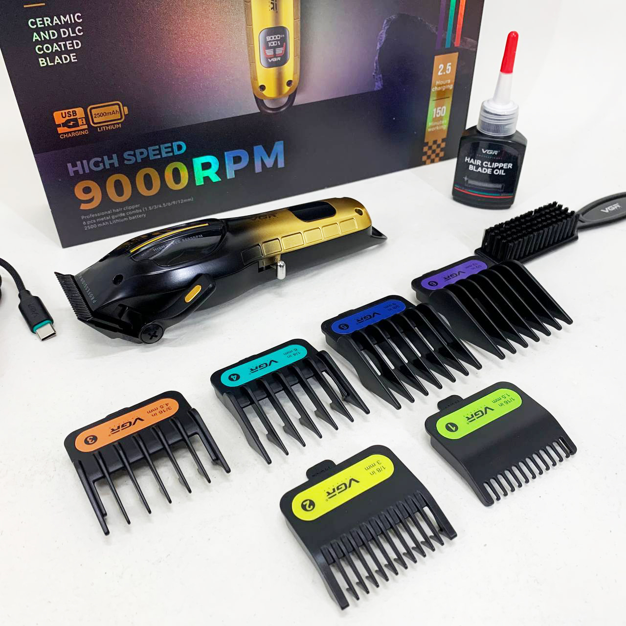 Машинка для стрижки VGR V-026 GOLD — 150 хв автономної роботи, металевий корпус — изображение 3