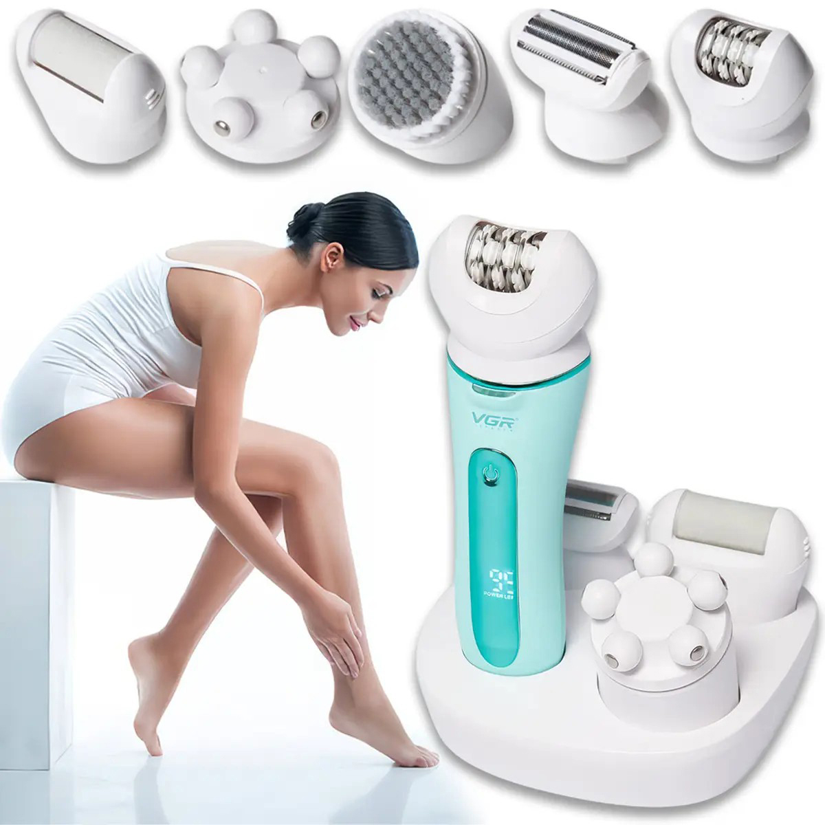 Епілятор VGR 5 в 1 V-751, 5 насадок. Колір: зелений — изображение 5