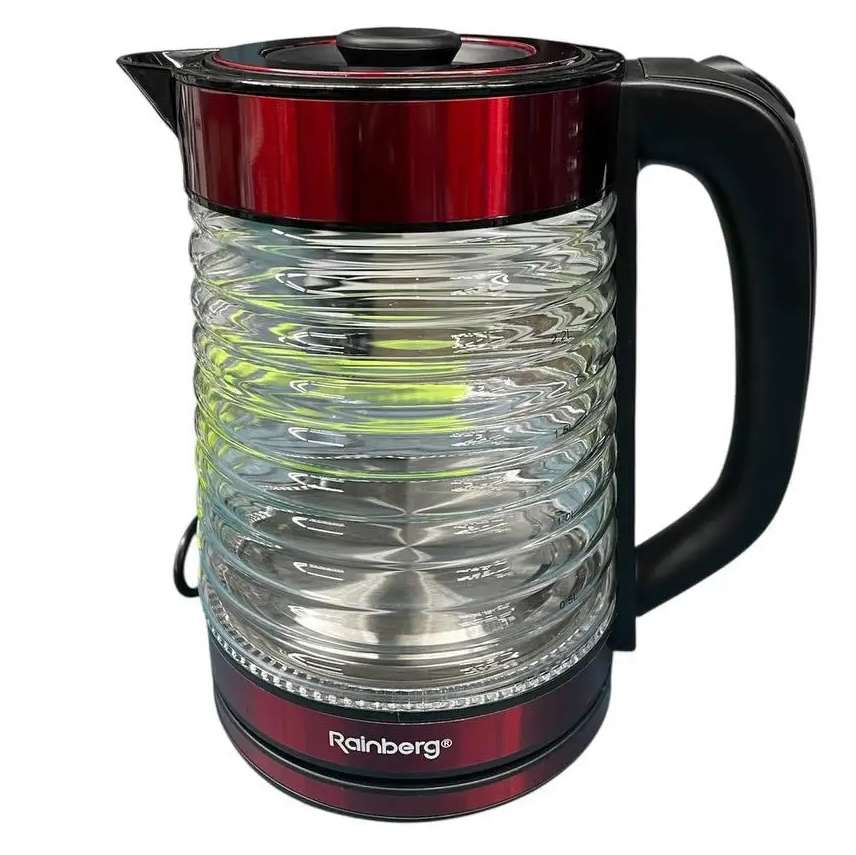 Електрочайник Rainberg RB-2312 скляний дисковий чайник 2.2л 2200Вт Red — изображение 6