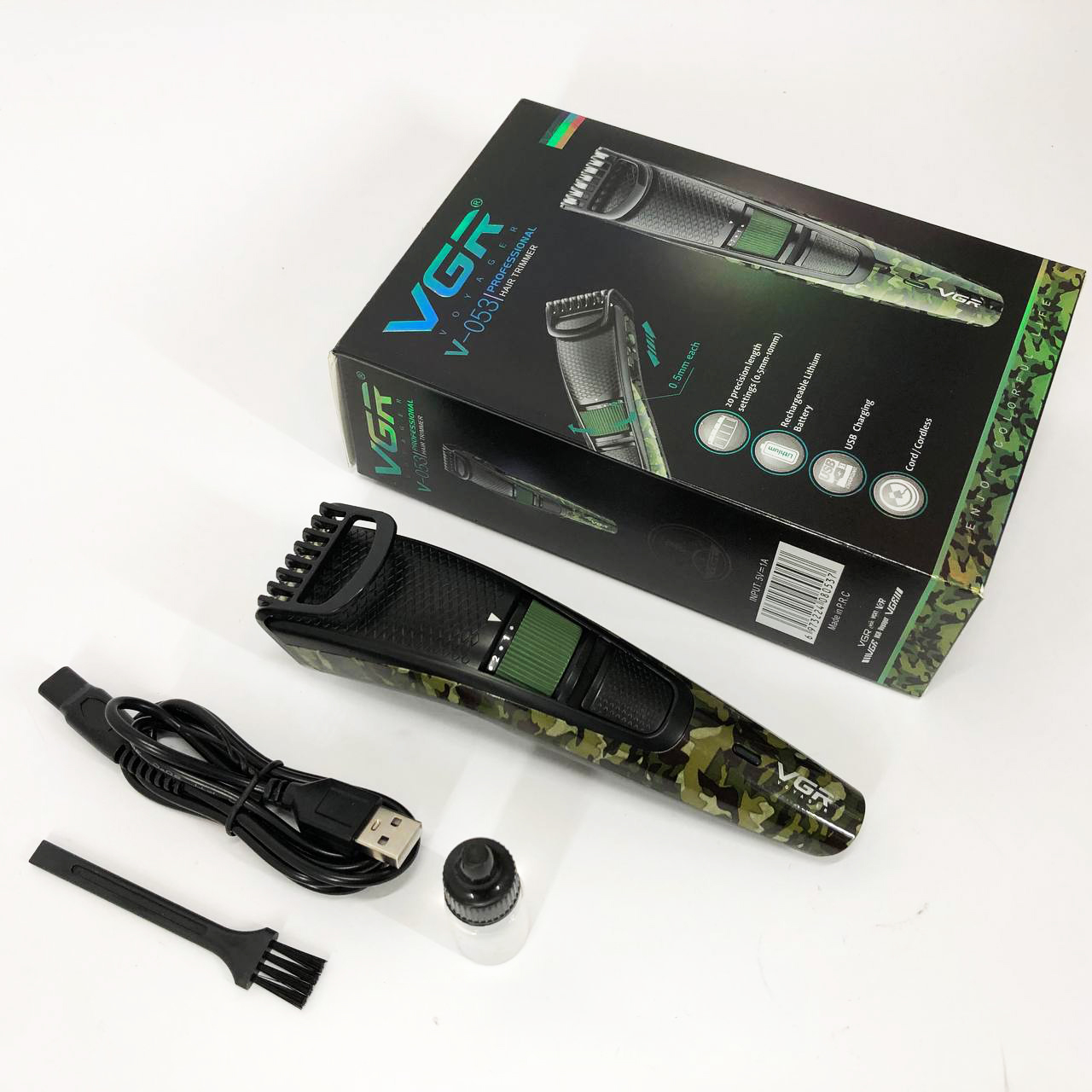 Машинка для стрижки VGR V-053 — акумуляторна USB, телескопічна насадка 0,5–10 мм — изображение 11