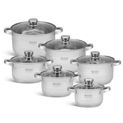 Набір каструль Edenberg EB-4075 12 предметів з нержавіючої сталі
