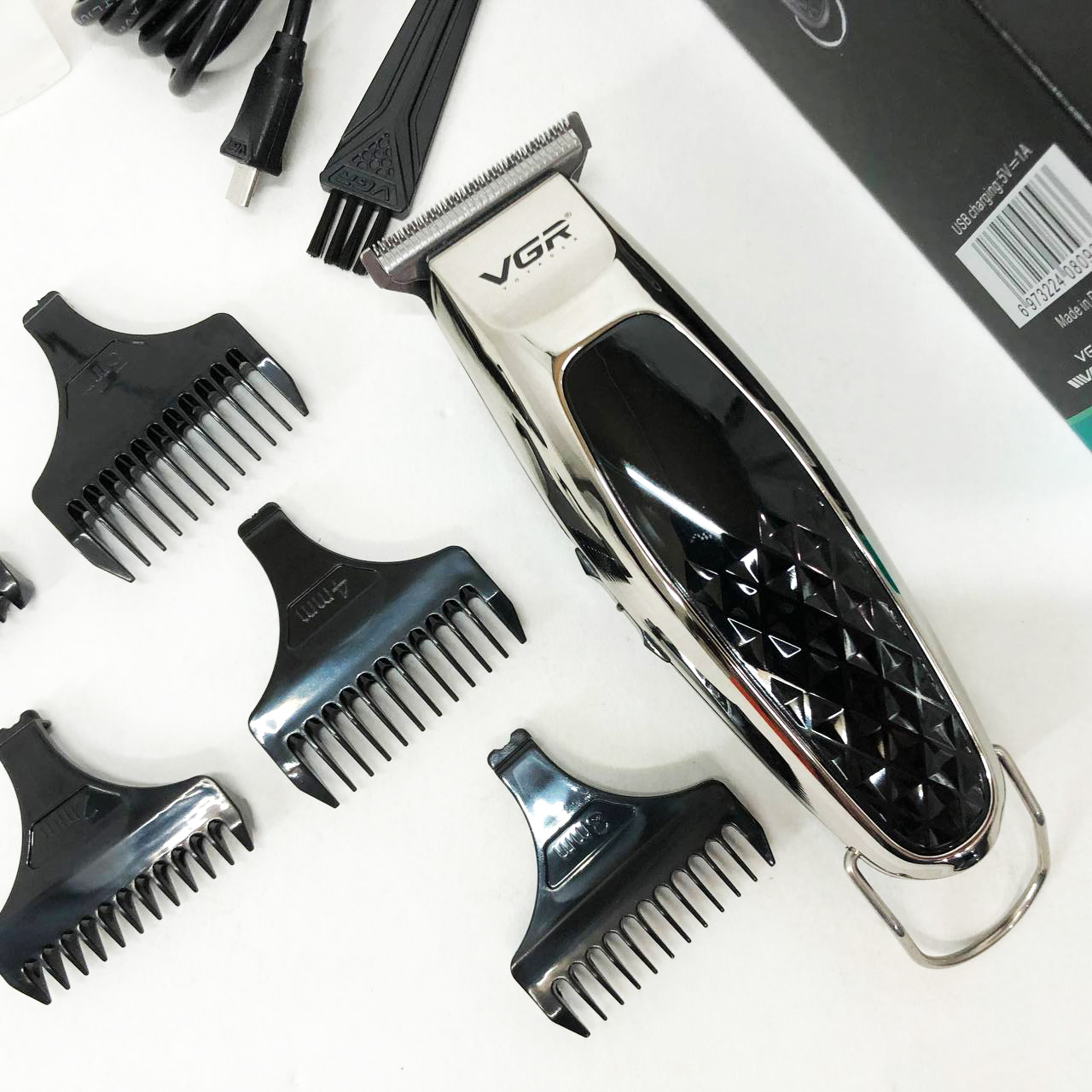 Машинка для стрижки VGR V-093 — акумуляторна, LED-дисплей, 5 насадок — изображение 12