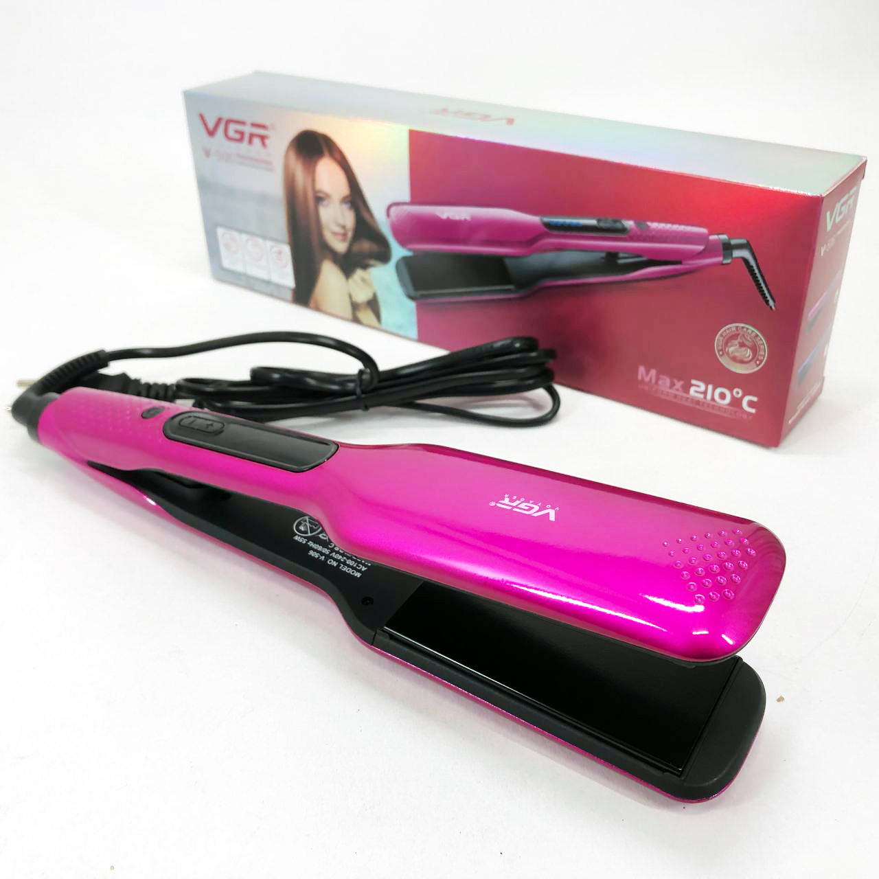 Випрямляч волосся VGR V-506 — широкі керамічні пластини, LED 130–210°C — изображение 13