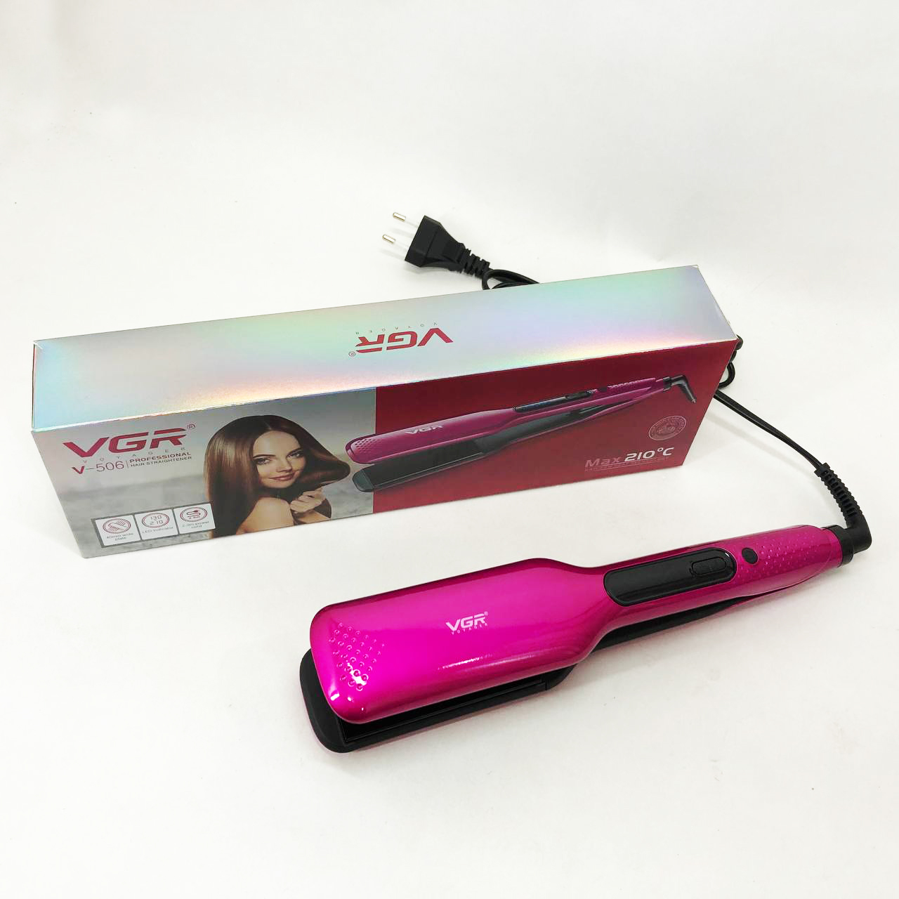 Випрямляч волосся VGR V-506 — широкі керамічні пластини, LED 130–210°C — изображение 5