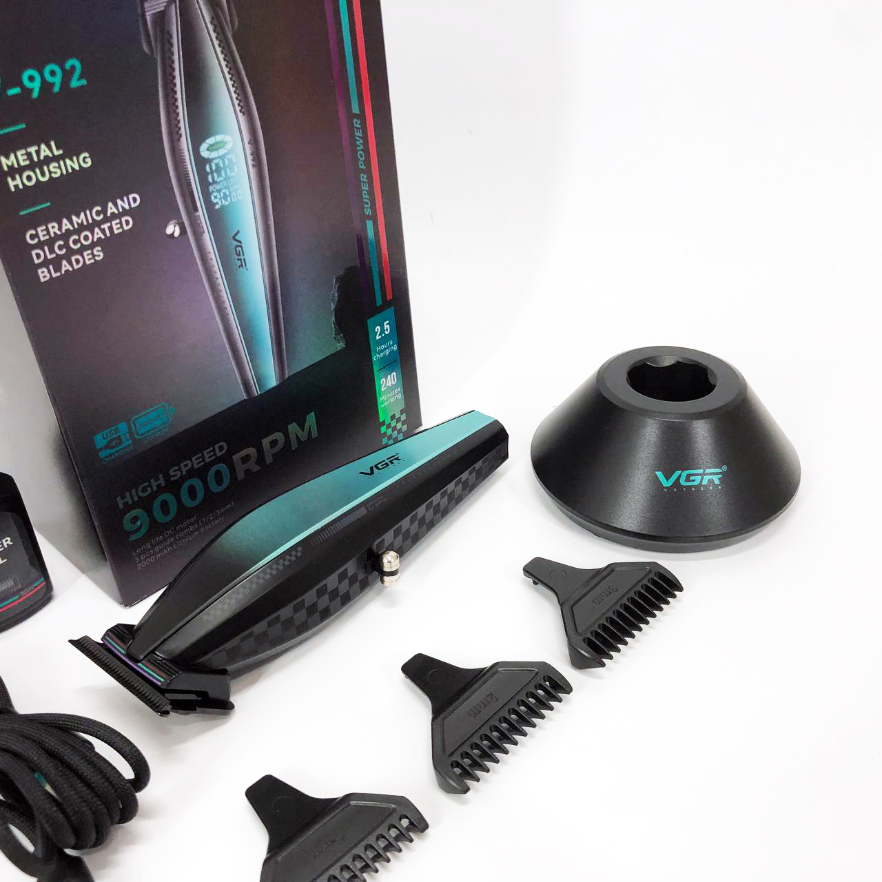 Машинка для стрижки VGR V-992 — 9000 об/хв, до 240 хв роботи — изображение 14
