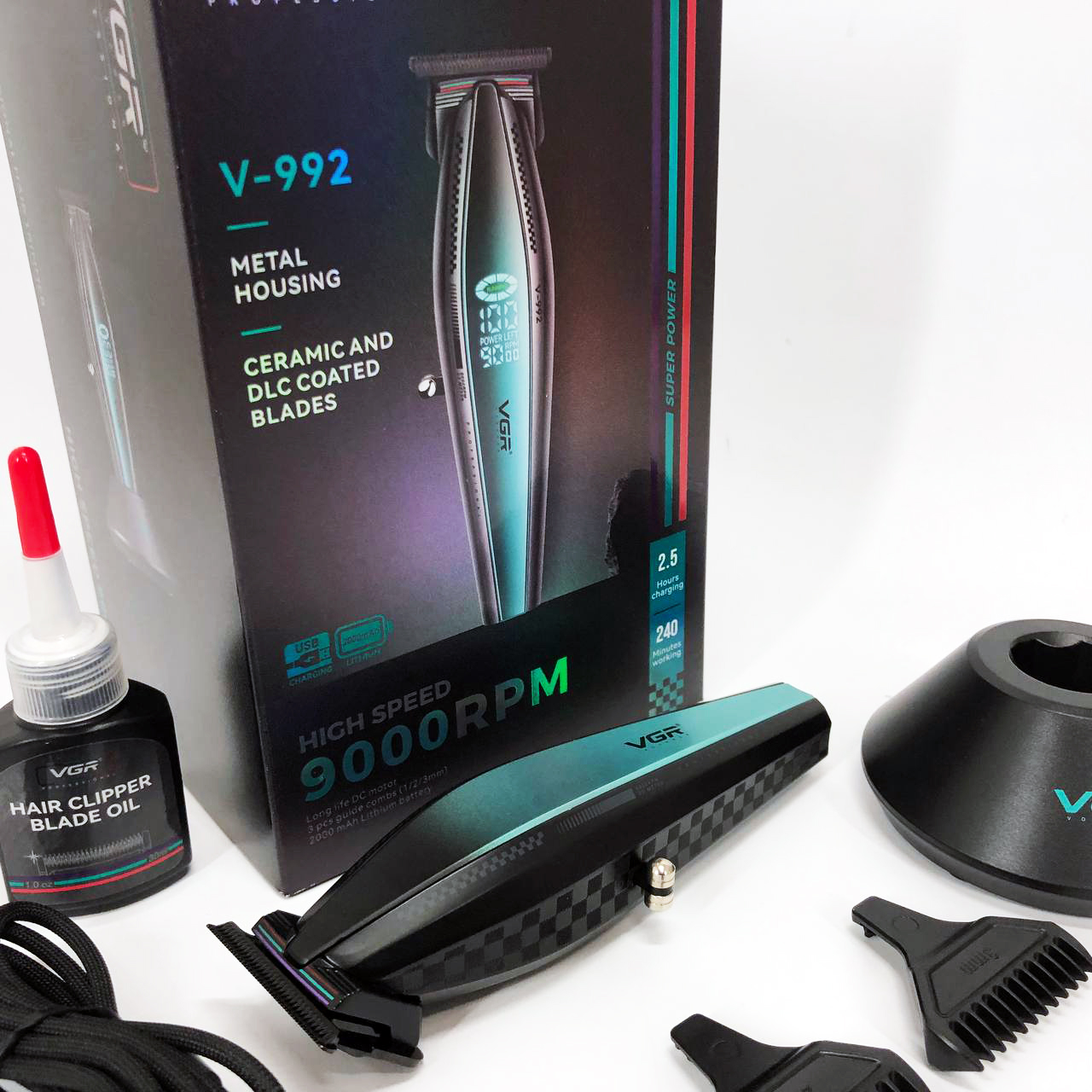 Машинка для стрижки VGR V-992 — 9000 об/хв, до 240 хв роботи — изображение 13