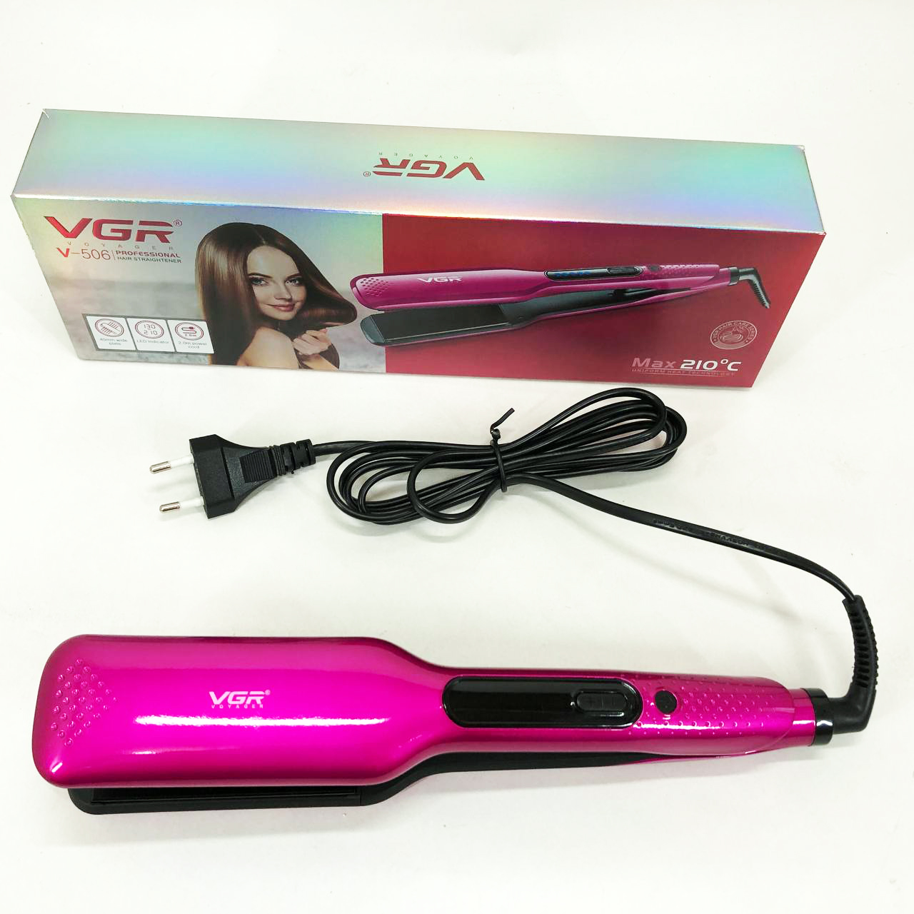 Випрямляч волосся VGR V-506 — широкі керамічні пластини, LED 130–210°C — изображение 11