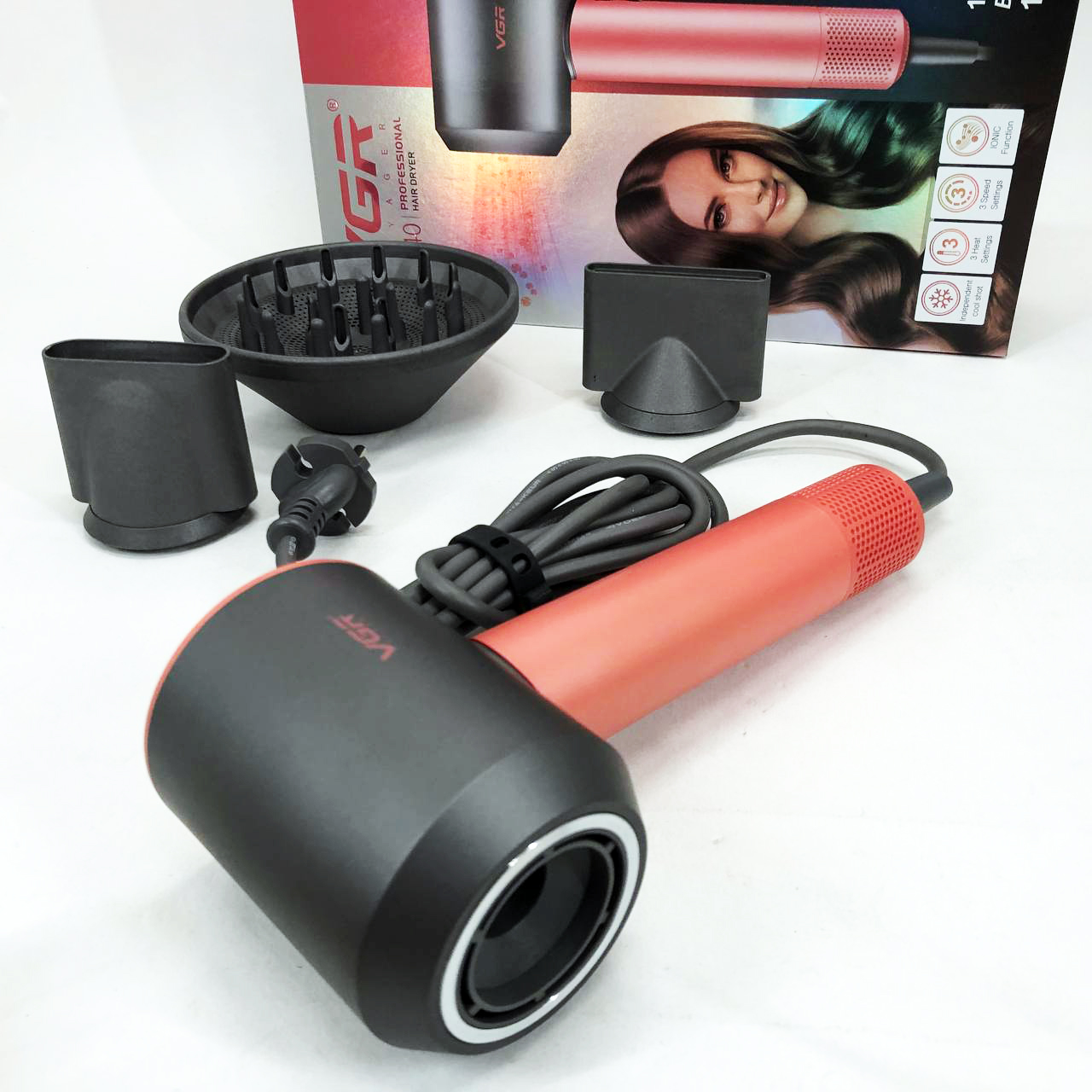 Професійний фен VGR V-440 — BLDC 1400 Вт, іонізація — изображение 13